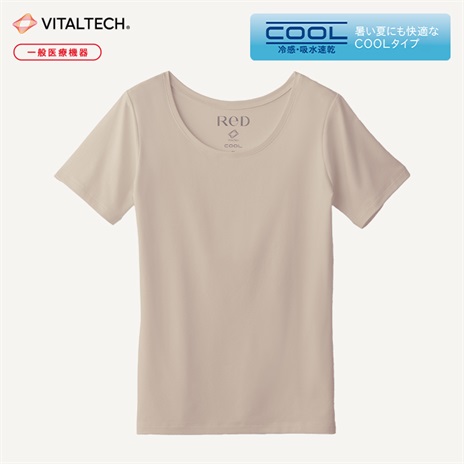 女性用：ＲｅＤバイタルテックＵ半袖ＣＯＯＬ(ベージュ／Ｓ)