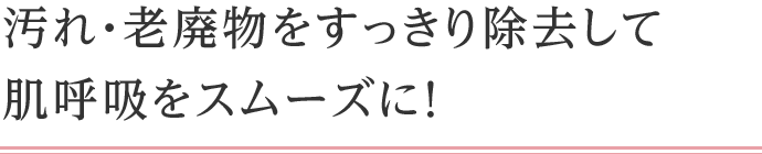 汚れ・老廃物をすっきり除去して肌呼吸をスムーズに！