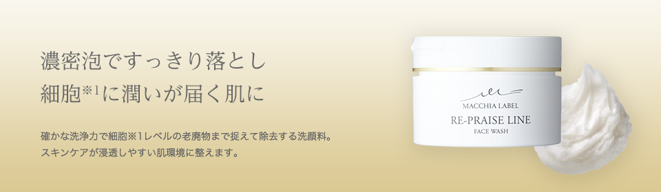 濃密泡ですっきり落とし細胞※1に潤いが届く肌に 確かな洗浄力で細胞※1レベルの老廃物まで捉えて除去する洗顔料。スキンケアが浸透しやすい肌環境に整えます。