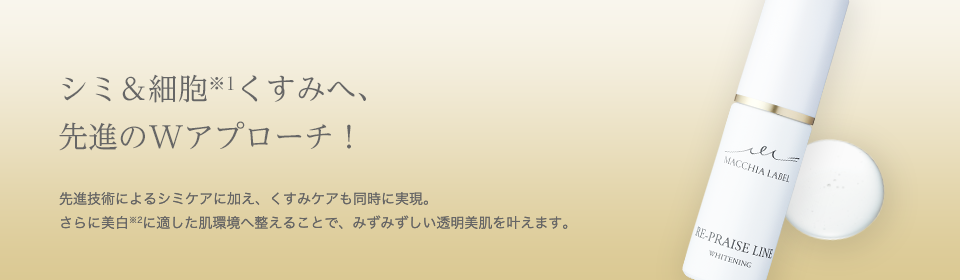 シミ＆細胞※1くすみへ、先進のWアプローチ！｜先進技術によるシミケアに加え、くすみケアも同時に実現。さらに美白※2に適した肌環境へ整えることで、みずみずしい透明美肌を叶えます。