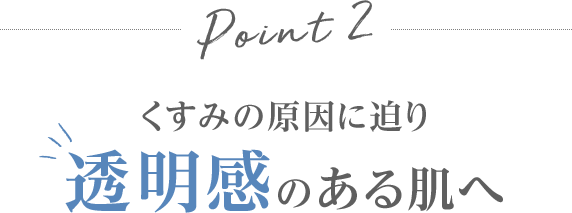 Point 2.くすみの原因に迫り透明感のある肌へ