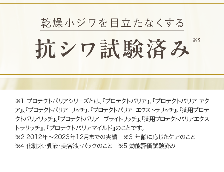 乾燥小ジワを目立たなくする抗シワ試験済み