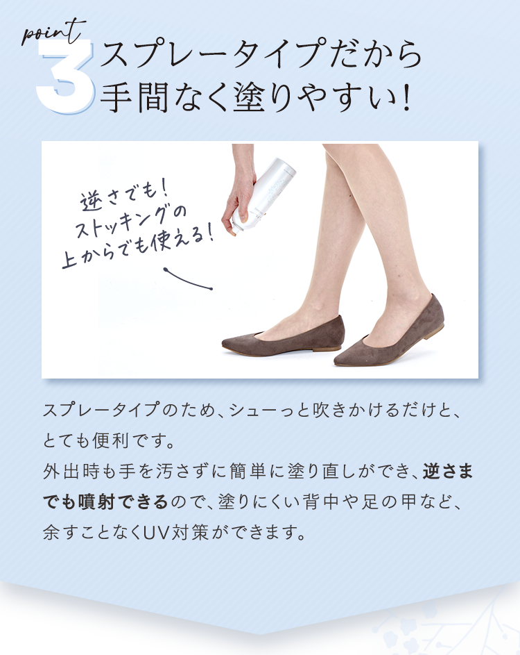 point4 スプレータイプだから手間なく塗りやすい！