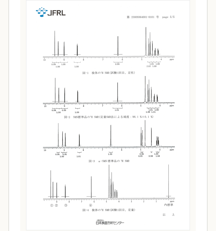 図-1 検体の1H NMR（試験1回目、定性）