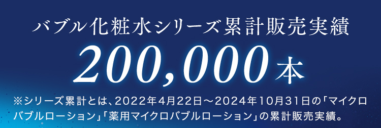 バブル化粧水シリーズ累計販売実績100,000本