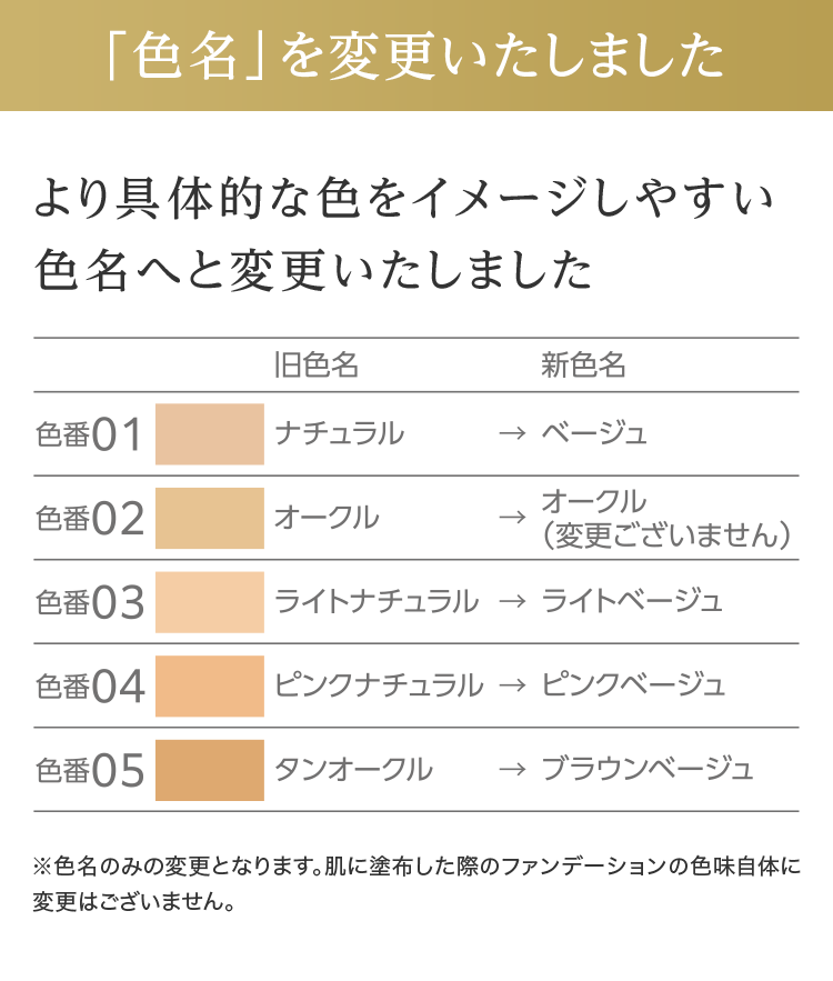 「色名」を変更いたしました より具体的な色をイメージしやすい色名へと変更いたしました