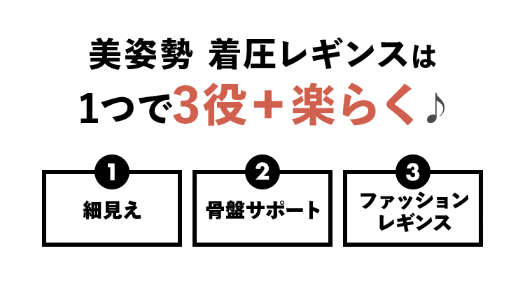 美姿勢 着圧レギンスは1つで3役＋楽らく♪