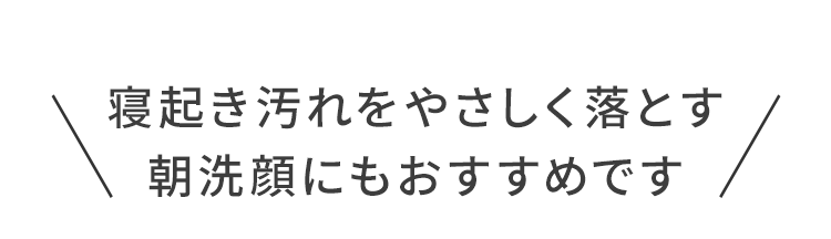 寝起き汚れをやさしく落とす朝洗顔にもおすすめです