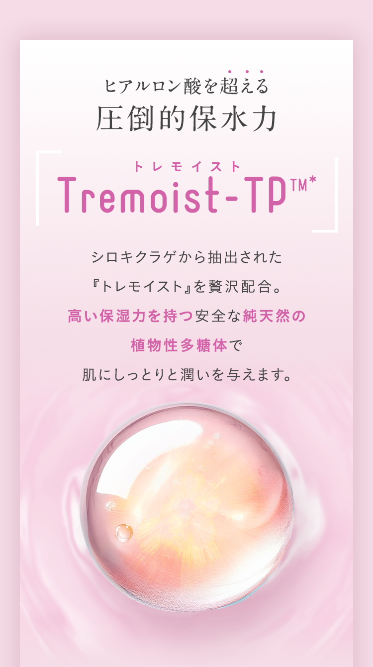 ヒアルロン酸を超える圧倒的保水力 トレモイスト Tremoist-TP™