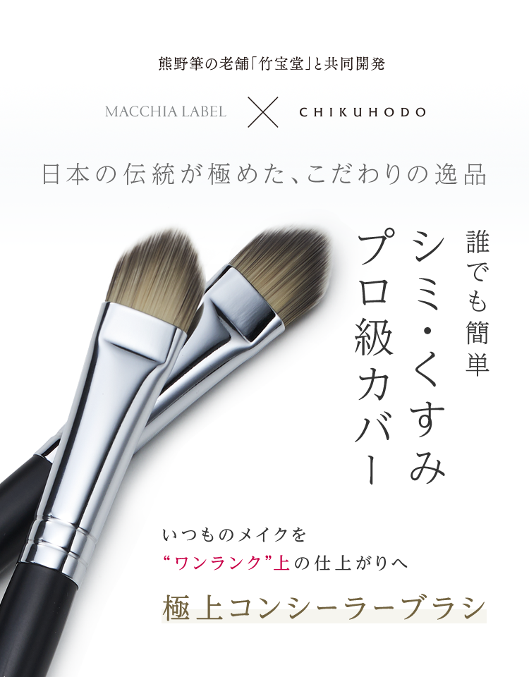 熊野筆の老舗「竹宝堂」と共同開発｜日本の伝統が極めた、こだわりの逸品｜誰でも簡単 シミ・くすみプロ級カバー｜いつものメイクを“ワンランク”上の仕上がりへ 極上コンシーラーブラシ
