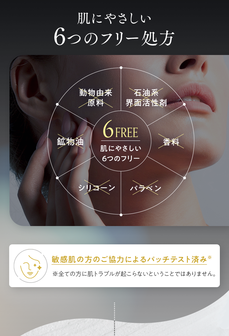 肌にやさしい6つのフリー処方