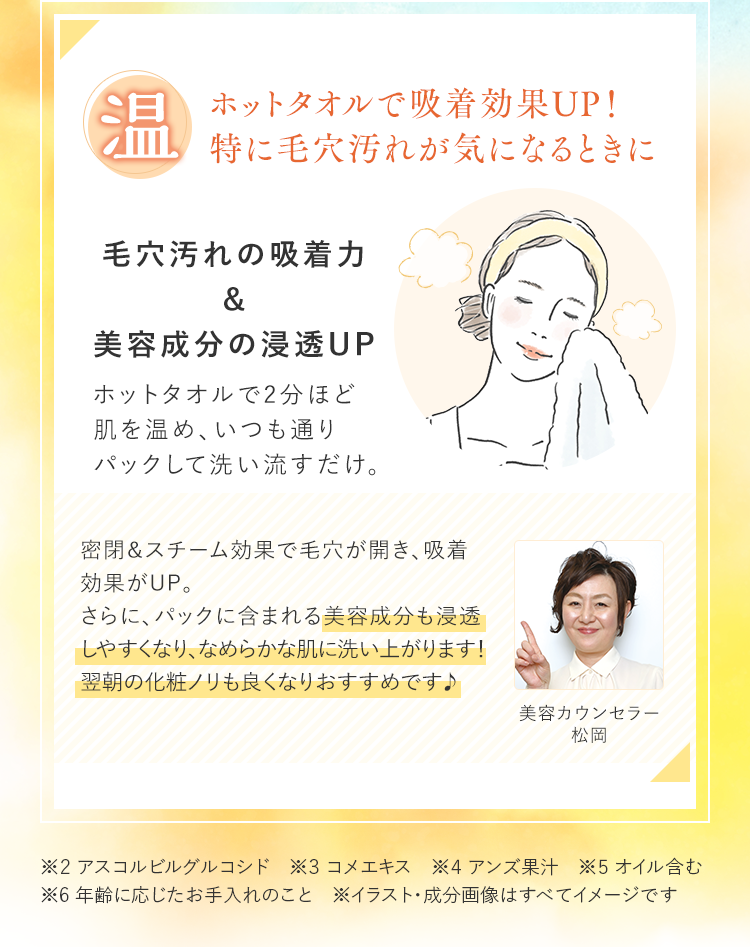 温｜ホットタオルで吸着効果UP！特に毛穴汚れが気になるときに