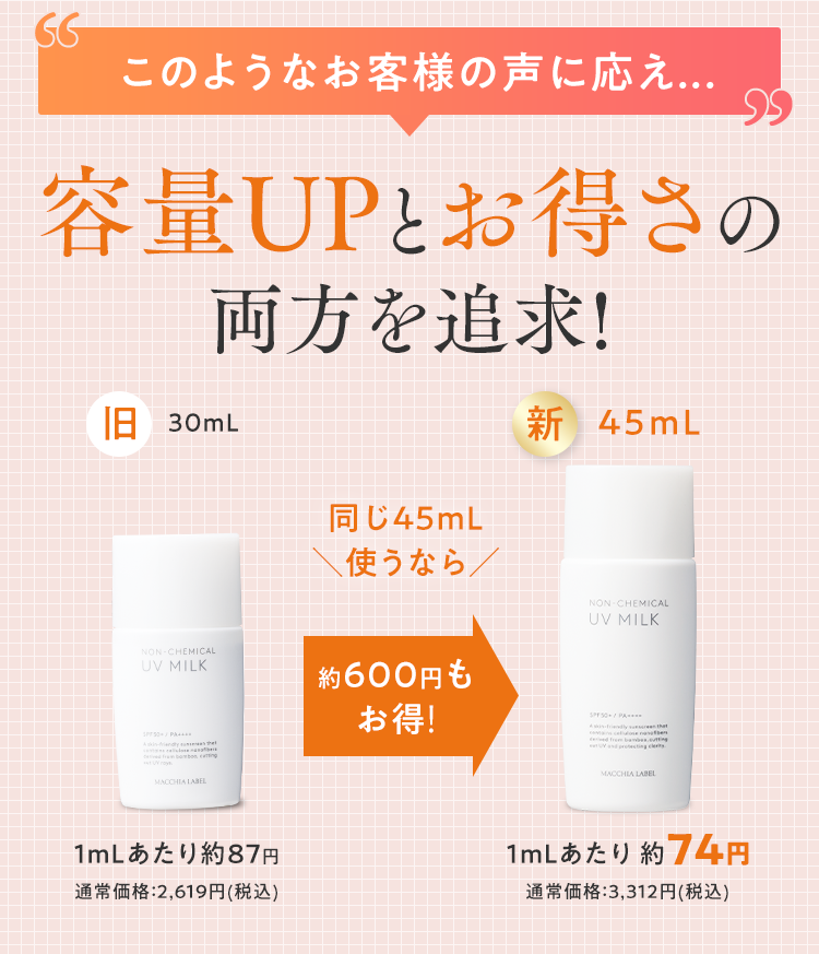 このようなお客様の声に応え...容量UPとお得さの両⽅を追求!