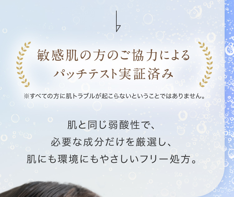 敏感肌の方のご協力によるパッチテスト実証済み