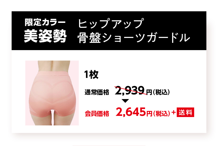 限定カラー 美姿勢ヒップアップ骨盤ショーツガードル 会員価格2,645円（税込）+送料