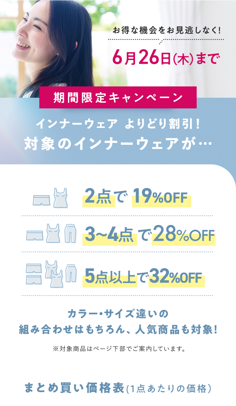 期間限定キャンペーン！インナーウェアよりどり割引！