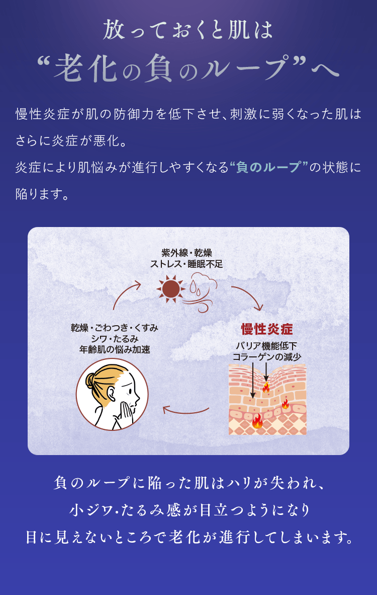 放っておくと肌は“老化の負のループ”へ