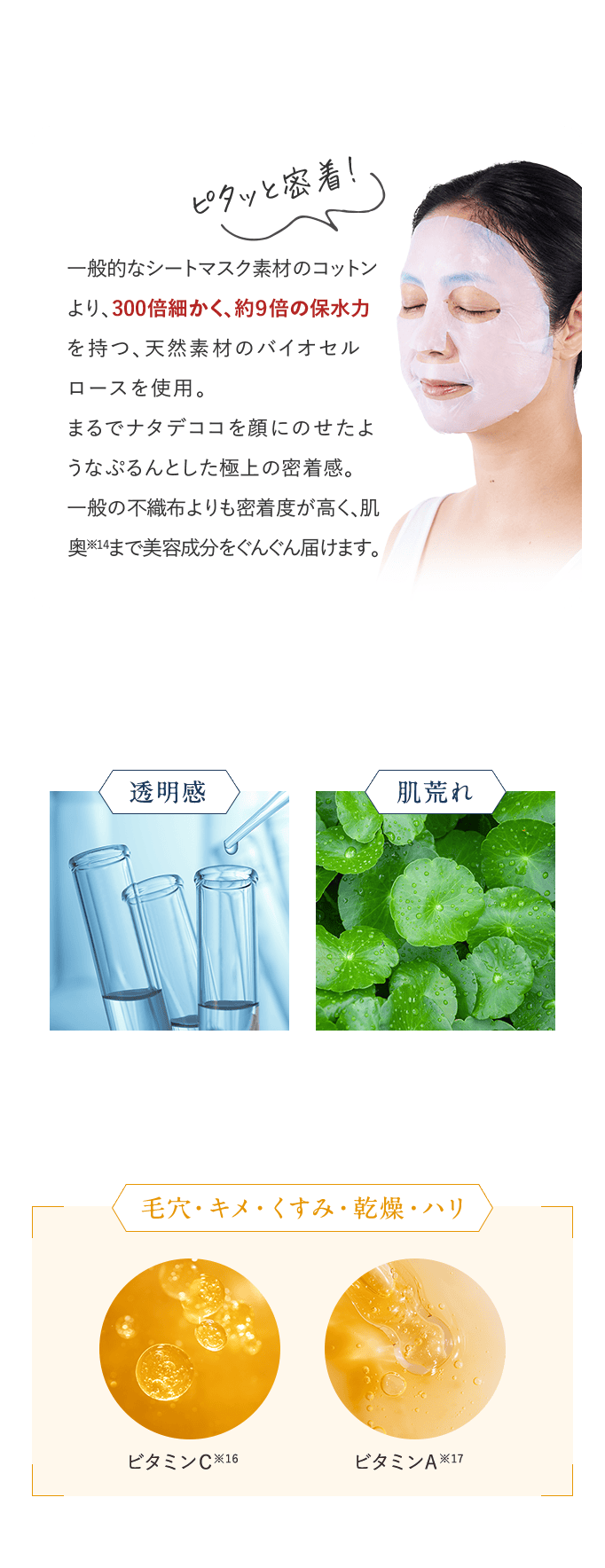 未知なる圧倒的潤いに、肌が喜ぶ。｜21種の美容成分を贅沢に高濃度配合・Wのビタミンでマルチにケア