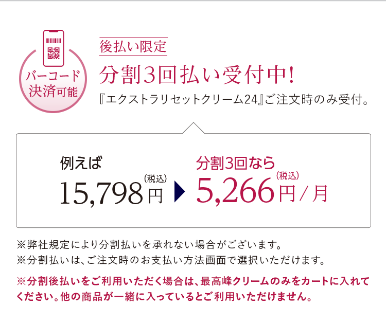 後払い限定 分割3回払い受付中！