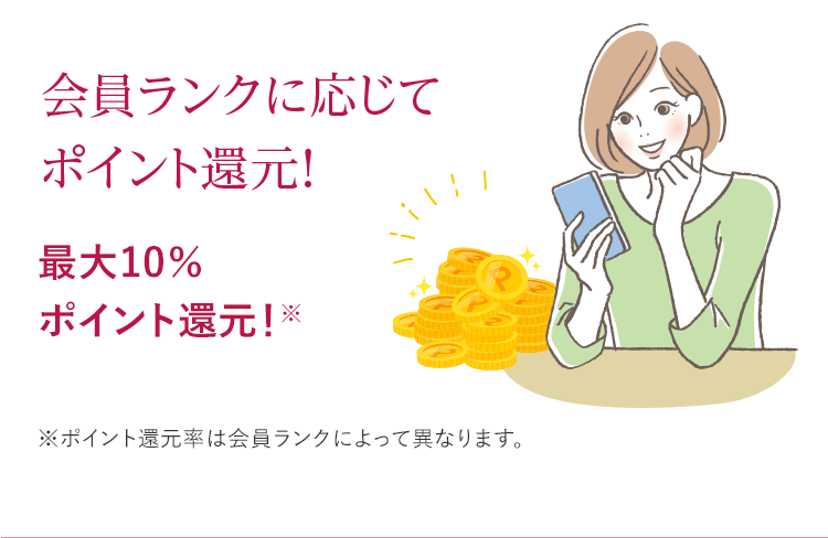 会員ランクに応じてポイント還元！