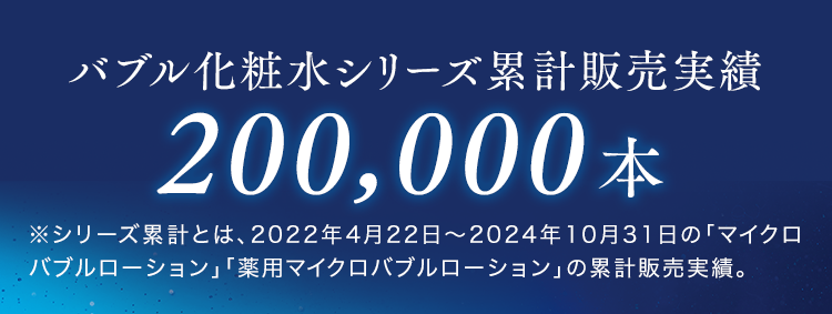 バブル化粧水シリーズ累計販売実績200,000本
