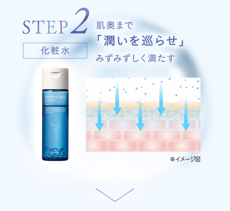 STEP2｜化粧水｜肌奥まで「潤いを巡らせ」みずみずしく満たす