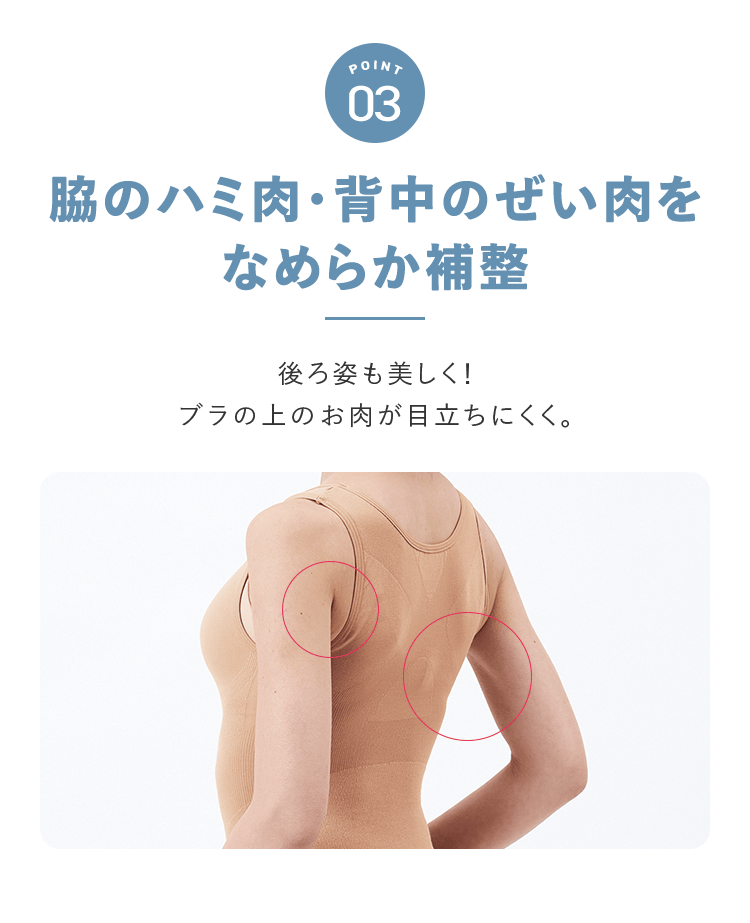 POINT03 脇のハミ肉・背中のぜい肉をなめらか補整