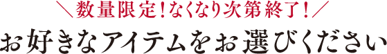 ＼数量限定！なくなり次第終了！／ お好きなアイテムをお選びください