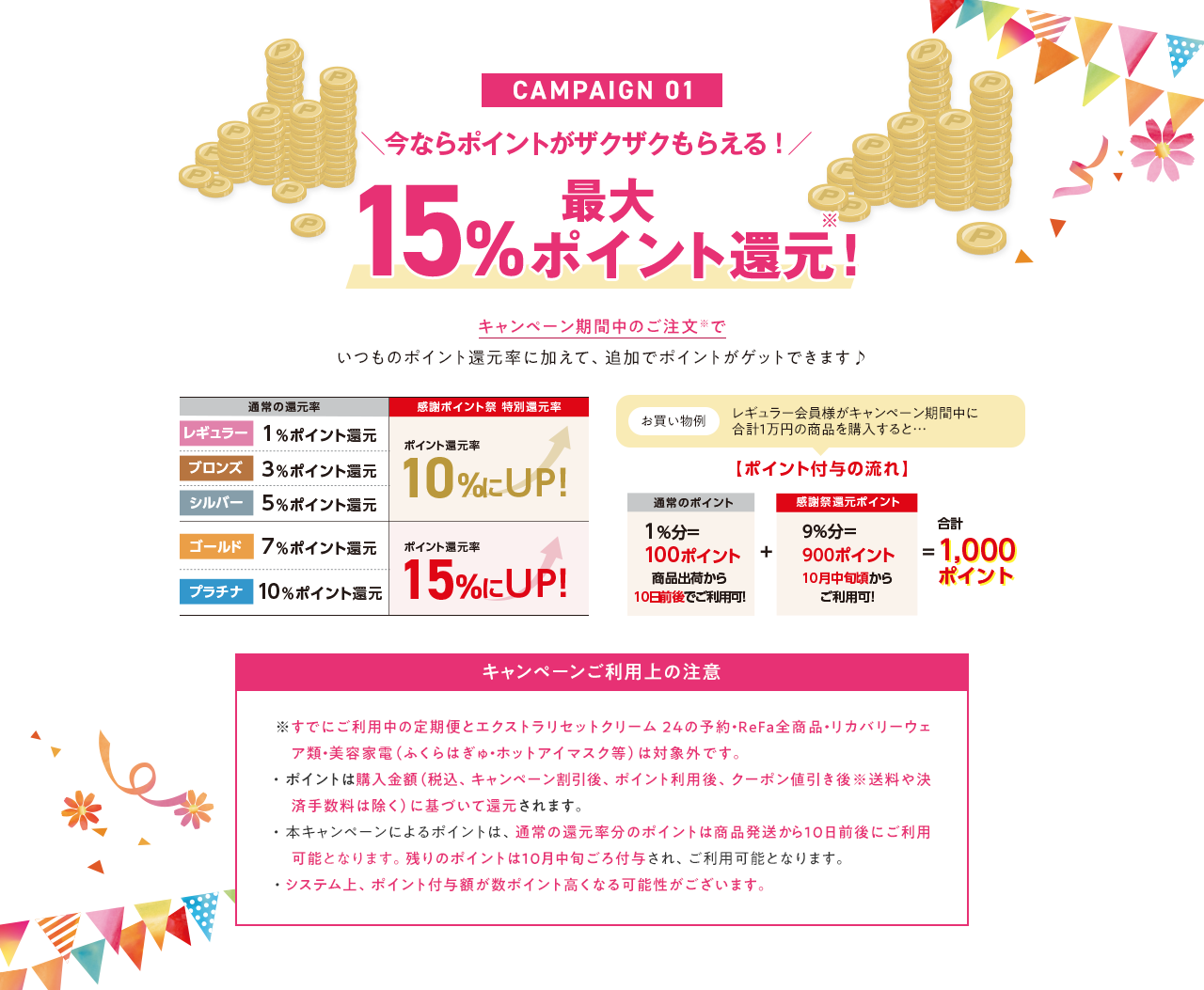 Campaign 01｜最大15%ポイント還元！