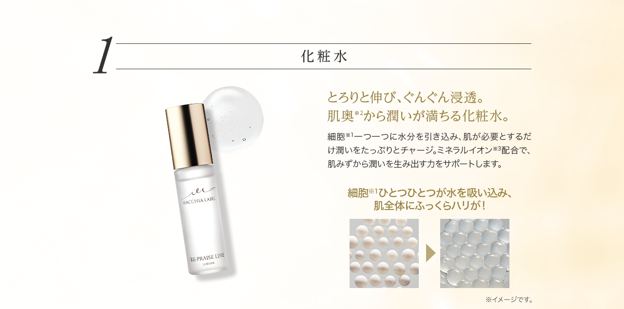 化粧水　とろりと伸び、ぐんぐん浸透。肌奥※2から潤いが満ちる化粧水。
