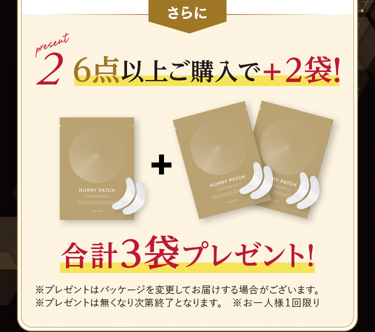 present2 6点以上ご購入で＋2袋！合計3袋プレゼント！