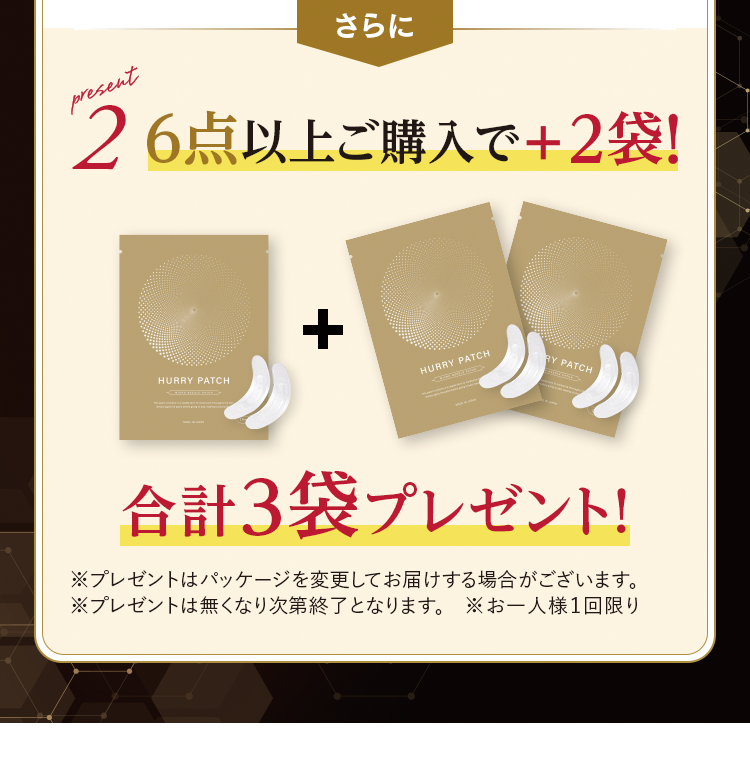 present2 6点以上ご購入で＋2袋！合計3袋プレゼント！