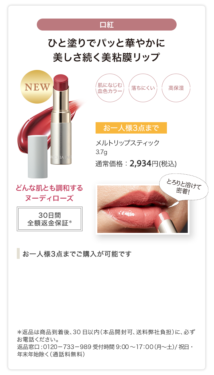 メルトリップスティック 3.7g 通常価格：2,934円(税込)