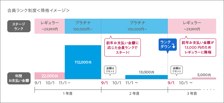 会員ランク制度＜降格イメージ＞